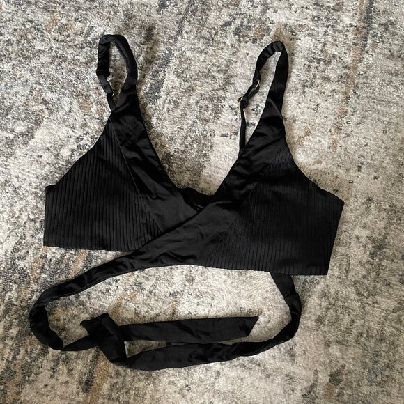 Beach Bunny 3-pc swimwear skylar wrap High Neck Halter Swim top bottom black - Picture 14 of 16